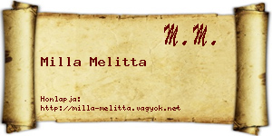 Milla Melitta névjegykártya